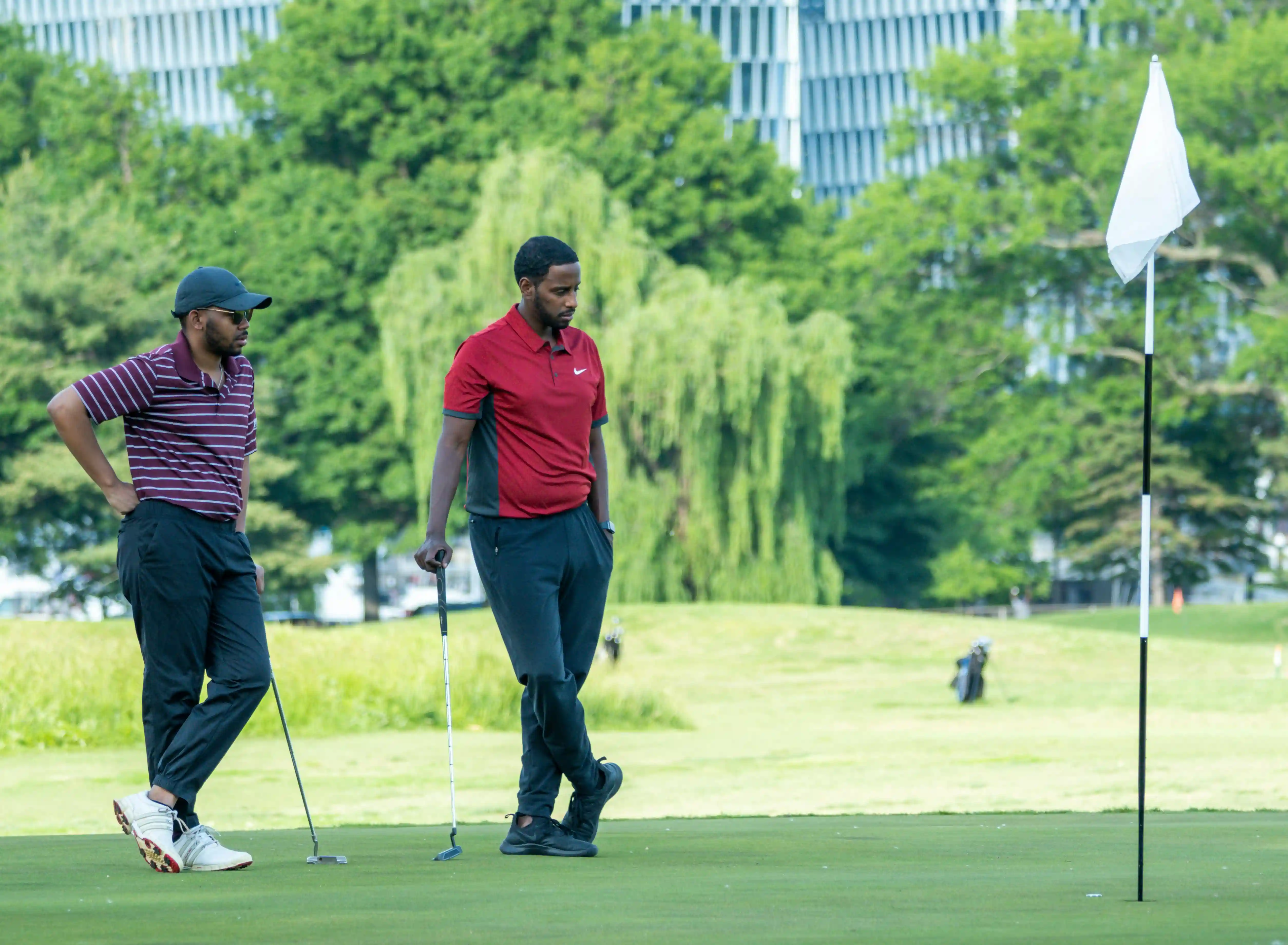 Group playing on a links course